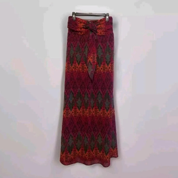 Y2K Xhiliration Strapless Maxi dress Pink Orange abstract Beach Bohemian Large - Picture 1 of 9